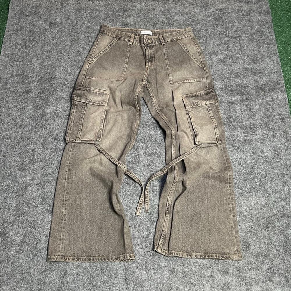 Zara Straight Leg Cargo Jeans in Faded Gray - Picture 2 of 8